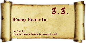 Bóday Beatrix névjegykártya