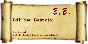 Bóday Beatrix névjegykártya