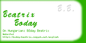 beatrix boday business card