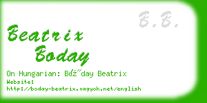 beatrix boday business card